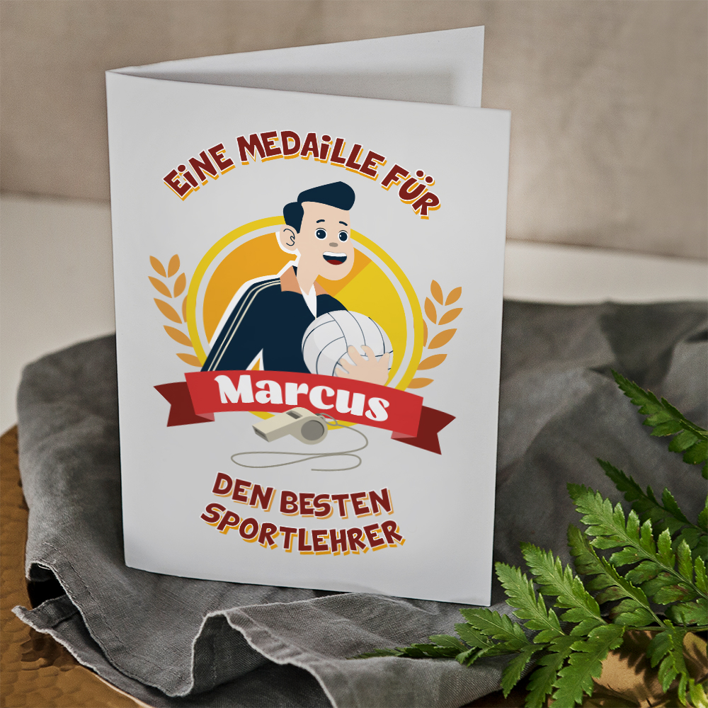 Medaille für Sportler Glückwunschkarte GeschenkSpeziell.de