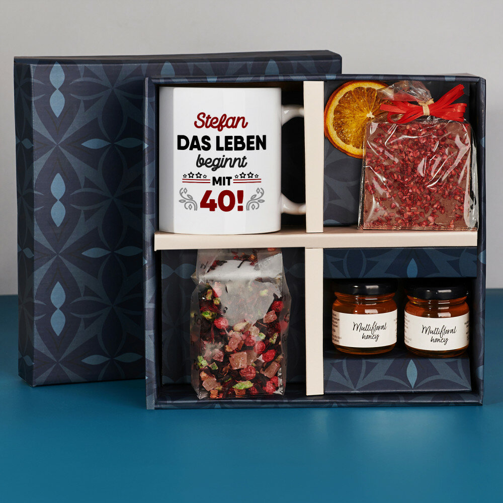 Geschenkset mit Tasse und Tee Zum 40. Geburtstag - GeschenkSpeziell.de