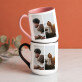 2 fotos - Ein Becher mit farbigem rand