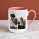 2 fotos - Ein Becher mit farbigem rand