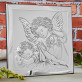 Heiliger Schutzengel - Engel mit Laterne - Silbernes Bild mit Gravur