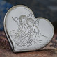 Heiliger Schutzengel - Engel mit Kindern - Herz - Silbernes Bild mit Gravur