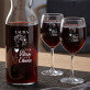 Guter Wein, gute Laune - Weinkaraffe und zwei Weingläser - Set mit Gravur