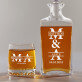 Initiale mit Namen für Paare - Whiskykaraffe und Whiskygläser - Set mit Gravur