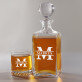 Initiale mit Namen - Whiskykaraffe und Whiskygläser - Set mit Gravur