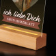 Ich liebe Dich mein Herzblatt - Druck auf Acrylglas mit LED Beleuchtung