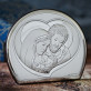 Kommunion Kreuz - Hl. Familie - Halbkreis - Silbernes Bild mit Gravur