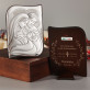 Kommunion Kreuz - Heilige Familie - Silbernes Bild mit Gravur
