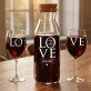 LOVE - Weinkaraffe und zwei Weingläser - Set mit Gravur