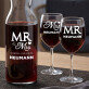 Mr & Mrs - Weinkaraffe und zwei Weingläser - Set mit Gravur