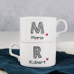 Unsere Namen - Zwei Tassen mit Untertasse