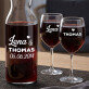 Sie und Er - Weinkaraffe und zwei Weingläser - Set mit Gravur