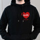 Herz + datum - Schwarzer Kapuzenpullover für Herren