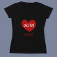 Herz + datum - Schwarzes T-Shirt für Damen