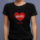 Herz + datum - Schwarzes T-Shirt für Damen