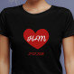 Herz + datum - Schwarzes T-Shirt für Damen