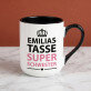Super schwester - Ein Becher mit farbigem rand