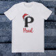 Weihnachts-Initiale mit Namen - T-Shirt mit Aufdruck für Herren