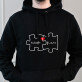 Du und ich - Schwarzer Kapuzenpullover für Herren