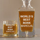 World`s best boss - Whiskykaraffe und Whiskygläser - Set mit Gravur