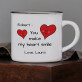 You make my heart smile - Keramikbecher mit schwarzem Rand
