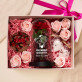 Geschenkset Für die Freundin zum Valentinstag mit Ewiger Rose, Schokolade und Badesalz