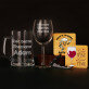 Geschenkset für das Ehepaar mit Weinglas und Bierkrug