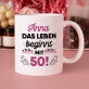 Set mit Tasse, Tee und Süßigkeiten zum 50. Geburtstag