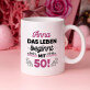 Tasse und Rosen-Spa-Set zum 50. Geburtstag