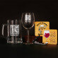Geschenkset Hochzeit mit Weinglas und Bierkrug