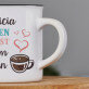 Leben nach Kaffee - Keramikbecher mit schwarzem Rand
